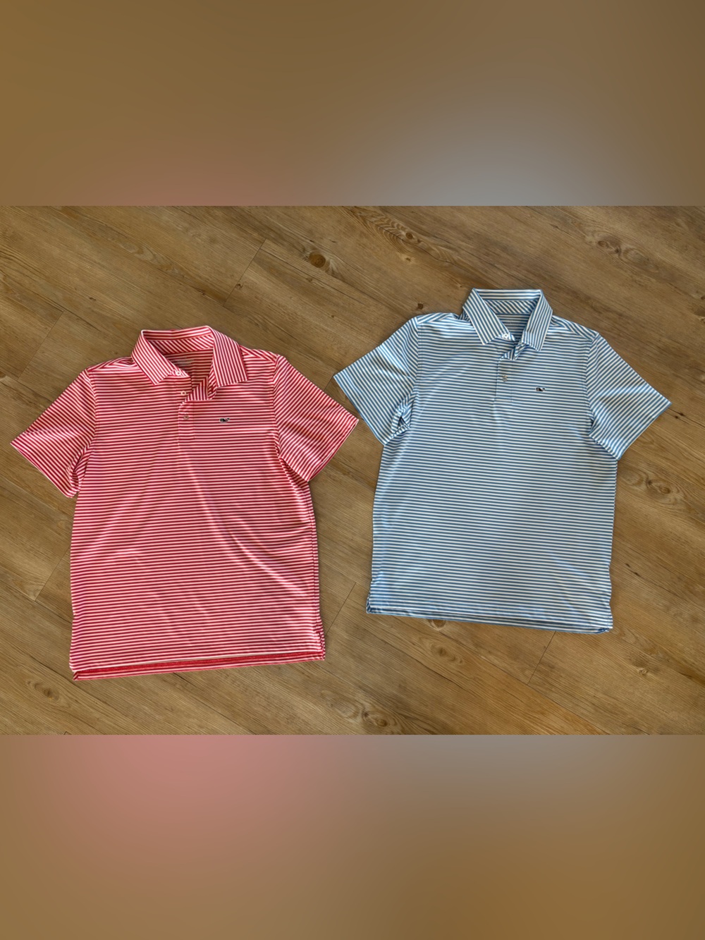 Bundle of 2Vineyard Vines Kids Short-Sleeve Striped Polo Pair - Red & Light Blue